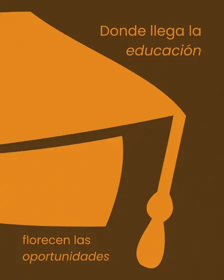 ONAY social post with an orange graduation cap on brown and the text Where education arrives, opportunities bloom